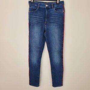 Express high rise red piping ankle leggings 4